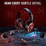 Gaming Headphones with USB Microphone and RGB Lighting – Durable Design, Over-Ear Comfort, and Bold Twist Roll Wire - Model V5